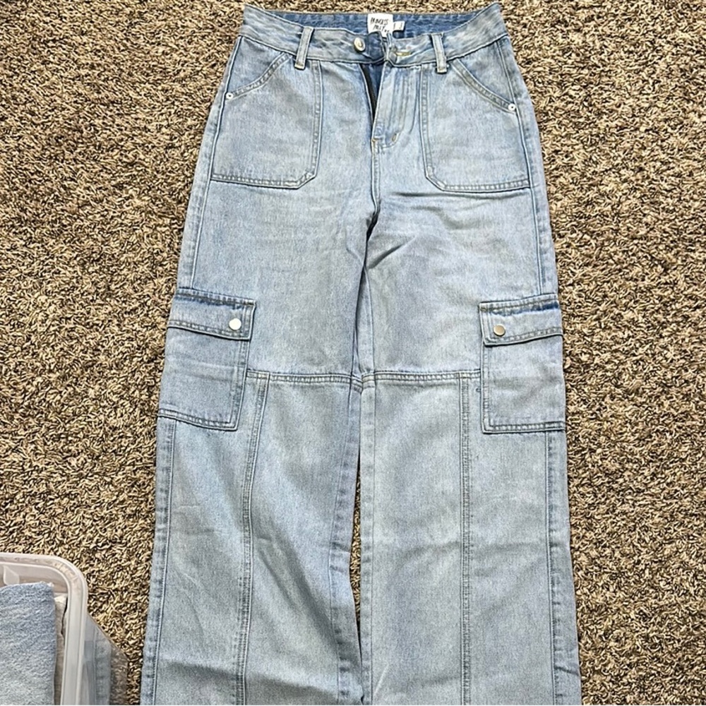 Princess Polly Light Wash Cargo Jeans
